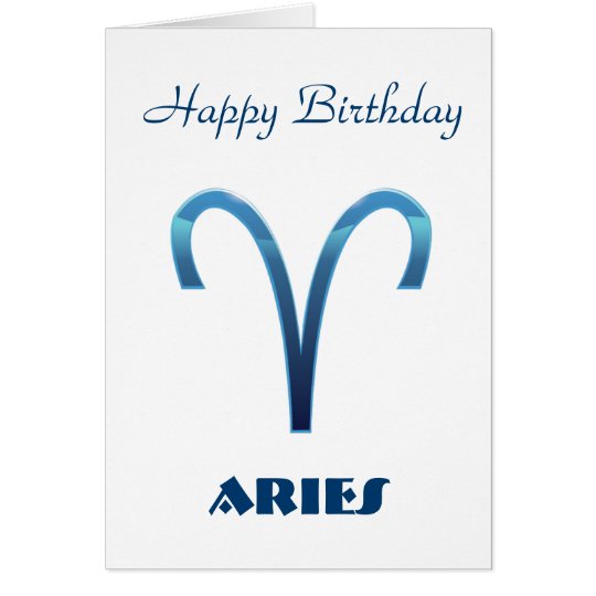 Blue Aries Zodiac Signs Happy Birthday Card