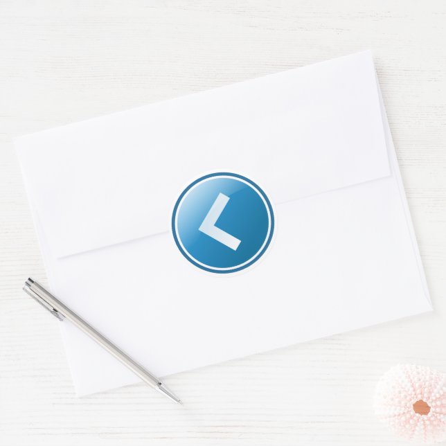 Blue Arrow Button - Left Classic Round Sticker (Envelope)
