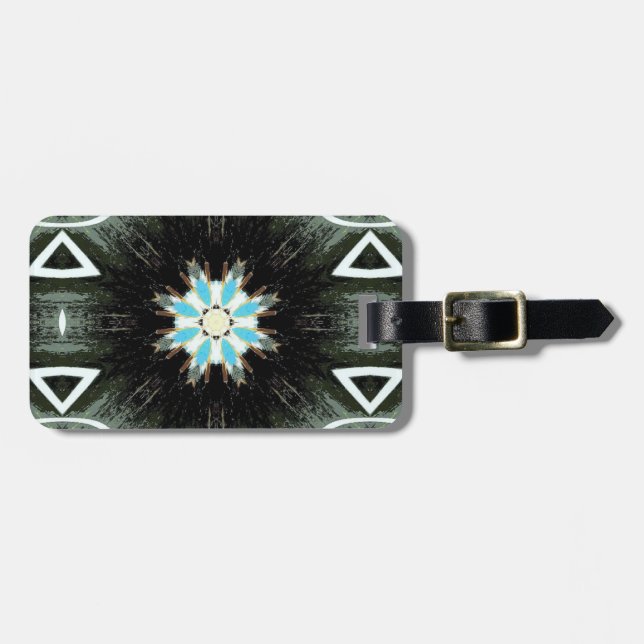 blue arrowhead star-burst luggage tag (Front Horizontal)