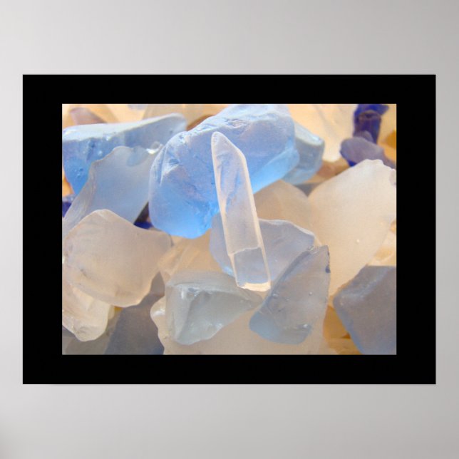 Blue Art Beach Sea Glass prints Coastal Seaglass (Front)