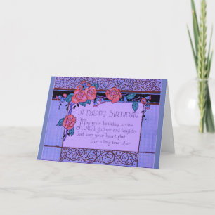 Blue Art Deco Birthday Card