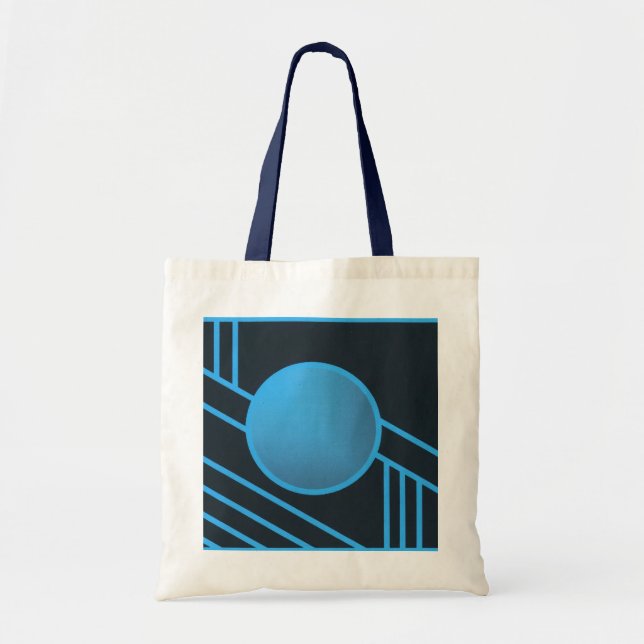 Blue Art Deco Circle Tote Bag (Front)