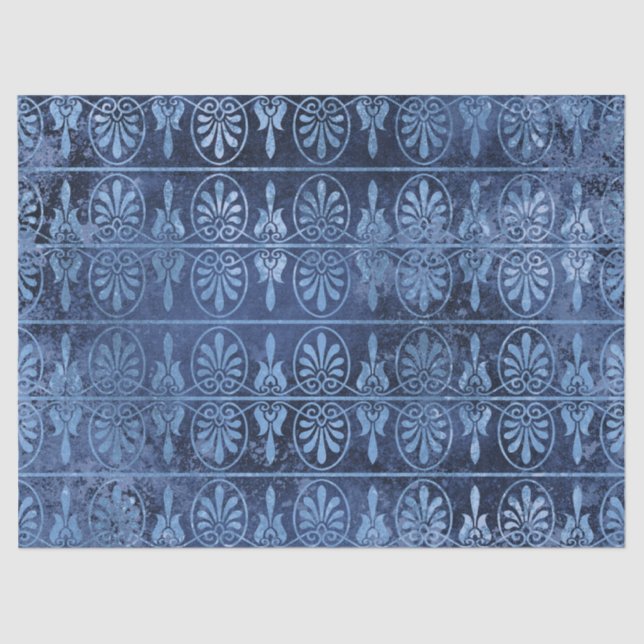Blue Art Deco Decoupage Tissue Paper (Front)