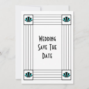 Blue Art Deco Design Wedding Save The Date