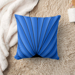 Blue Art Deco Fan Design Cushion