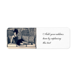Blue Art Deco Flapper Woman Vintage Art