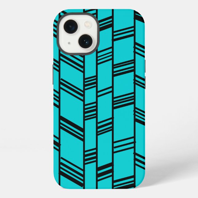 Blue Art Deco Lines  iPhone Case (Back)