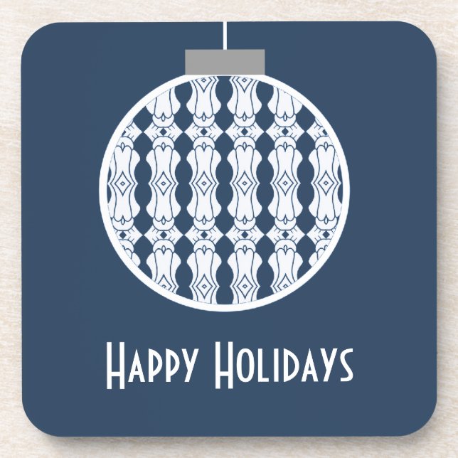 Blue Art Deco Ornament Coasters (Front)