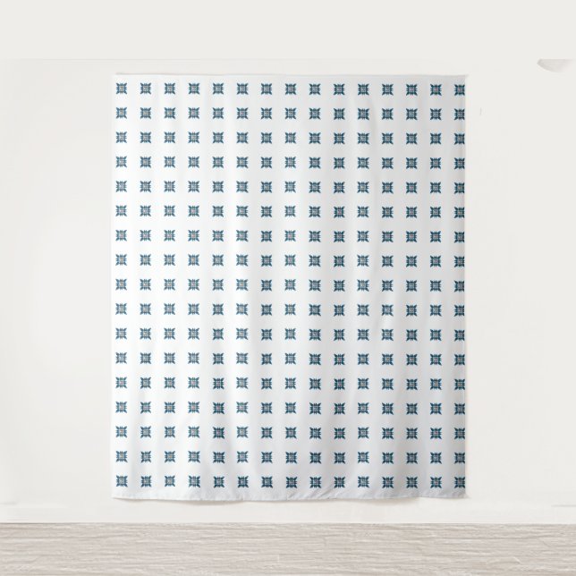 Blue Art Deco Pattern Tapestry (Front)