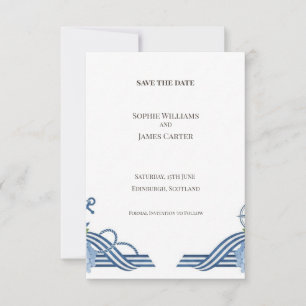 Blue Art Deco Save the Date Card