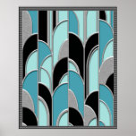 Blue Art Deco Style Abstract Poster<br><div class="desc">If you choose to download, Your local Walgreen store makes board posters of your download into different sizes and in various textures at a very good price. Sometimes with a discount. A tip from my US friend. For UK see "Digital Printing" online. This is an art deco Arch Style abstract...</div>