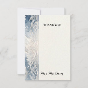 Blue Art Deco Wedding Thank You Card
