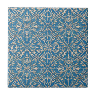 Blue Art Nouveau Moroccan Ethnic Tile