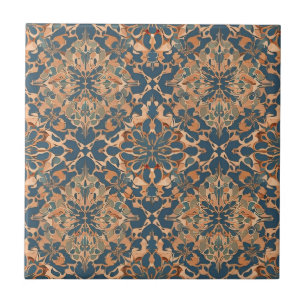 Blue Art Nouveau Moroccan Ethnic Tile