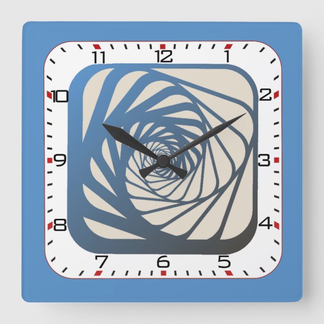 Blue art square wall clock (Front)