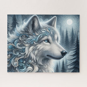 Blue Artic Wolf Jigsaw Puzzle