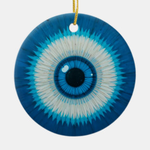 Blue Artistic Evil Eye Design Ceramic Tree Decoration