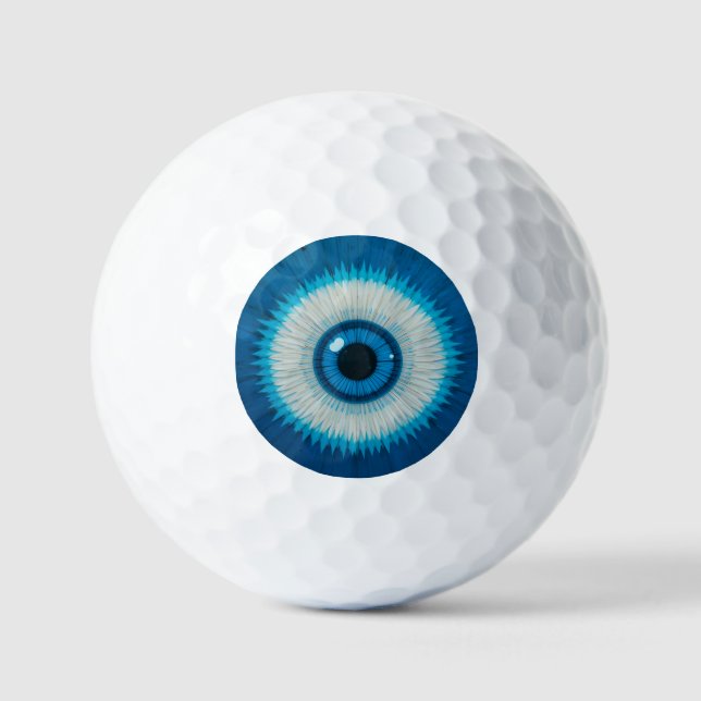 Blue Artistic Evil Eye Design Golf Balls (Front)