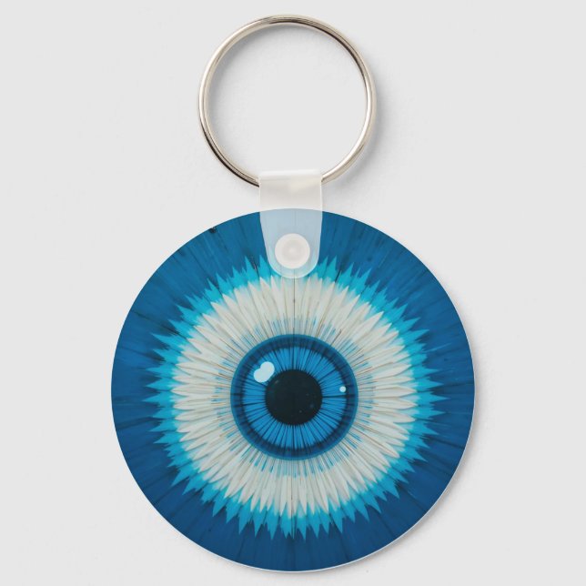 Blue Artistic Evil Eye Design Key Ring (Front)