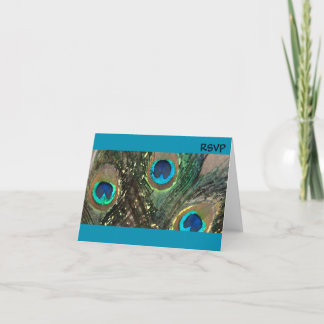 Blue Artistic Peacock Wedding RSVP Invitation