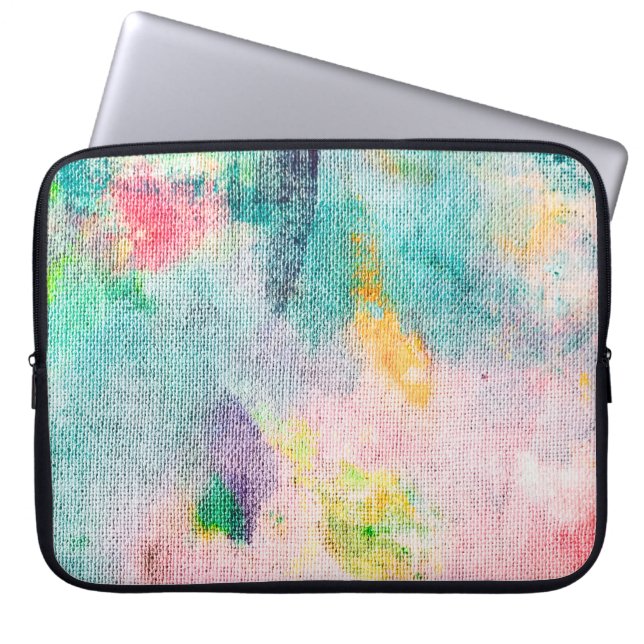 Blue Artistic. White Contemporary Presentation. Ti Laptop Sleeve (Front)