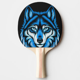 Blue Artistic Wolf Ping Pong Paddle