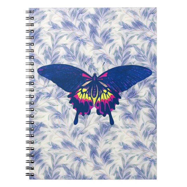 Blue Artsy Butterfly Vintage Style Spiral Notebook (Front)