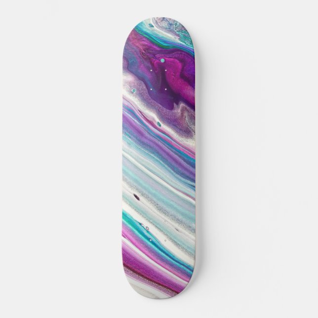 Blue Artsy Paint Strokes Pattern Skateboard (Front)