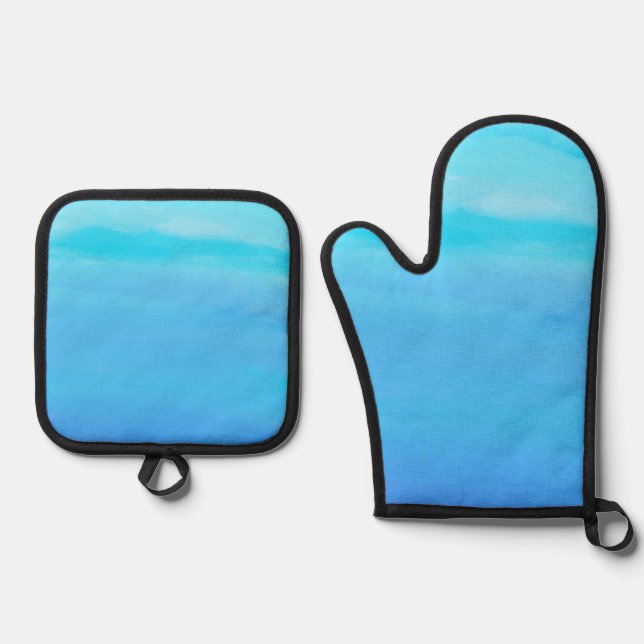 Blue as the Sky Abstract Art  Oven Mitt & Pot Holder Set (Front)