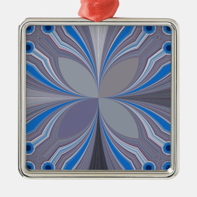Blue Ash Grey Polka Dot Texture Art Print Metal Tree Decoration (Front)