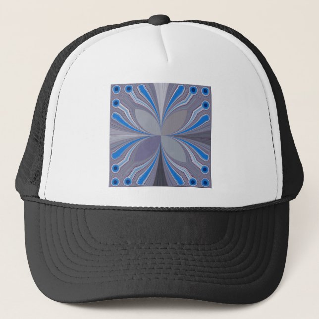 Blue Ash Grey Polka Dot Texture Art Print Trucker Hat (Front)