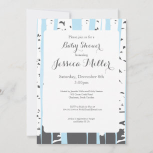 Blue Aspen Trees Baby Shower Invitations