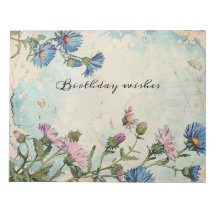 Blue Aster Birth flower September Floral Frame