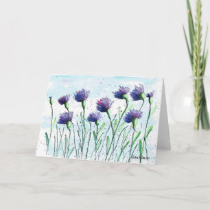 Blue Asters, Floral Watercolor Art Card