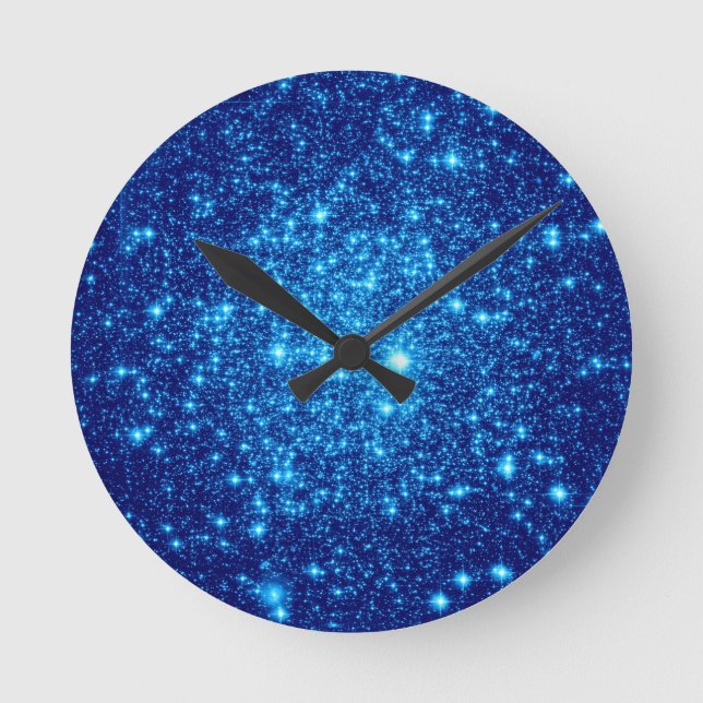 Blue Astral Glitter Round Clock (Front)