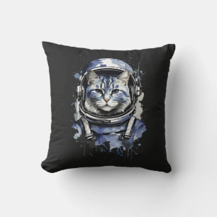Blue Astronaut Cat Splash Design Cushion