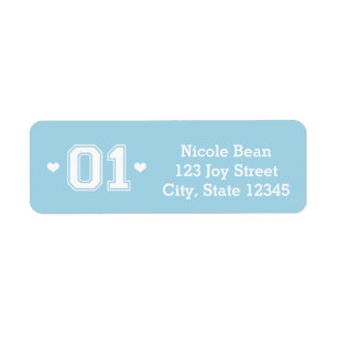 Blue Athletic 01 1st Birthday Address Labels