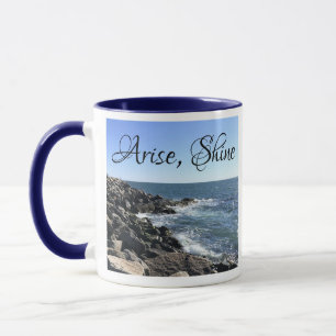 Blue Atlantic Ocean Bible Verse Seashore Waves Mug