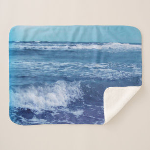 Blue Atlantic Ocean Photo Cresting Waves Sky Sherpa Blanket
