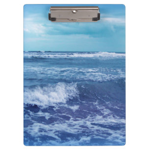 Blue Atlantic Ocean Waves Clouds Sky Photograph Clipboard
