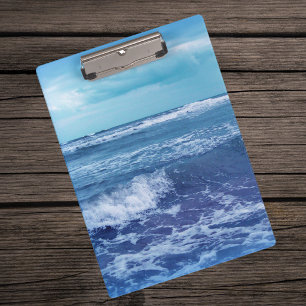 Blue Atlantic Ocean Waves Clouds Sky Photograph Clipboard