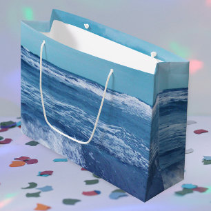 Blue Atlantic Ocean Waves Clouds Sky Photograph Large Gift Bag