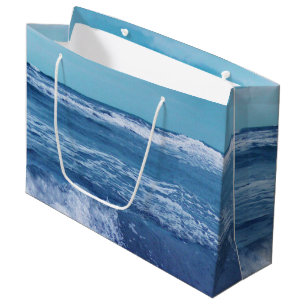 Blue Atlantic Ocean Waves Clouds Sky Photograph Large Gift Bag