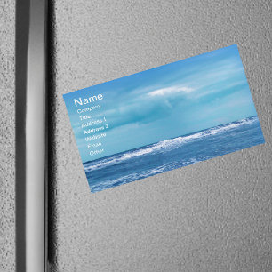 Blue Atlantic Ocean Waves Clouds Sky Photograph Magnetic Business Card