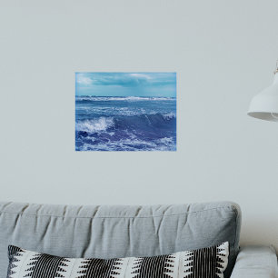 Blue Atlantic Ocean Waves Clouds Sky Photograph Poster