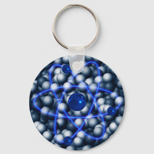 Blue atom key ring