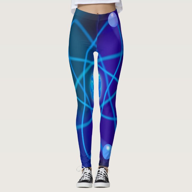 Blue Atomic Structure Science Leggings (Front)