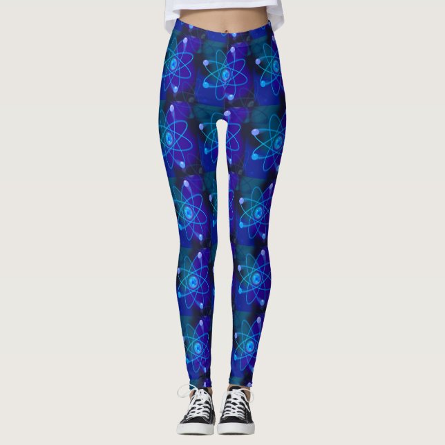 Blue Atomic Structure Science Leggings (Front)