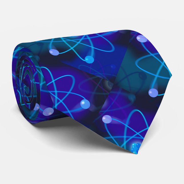 Blue Atomic Structure Science Tie (Rolled)