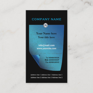 Blue attached curled note custom business card